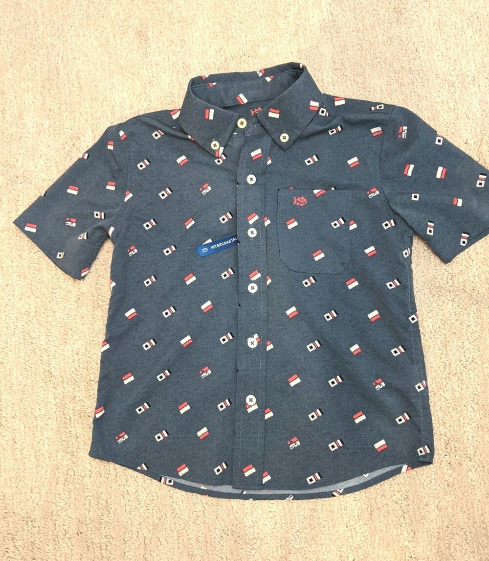 Southern Tide Boys Intercoastal SS Shirt Nautical Flag Size XS (4-5)